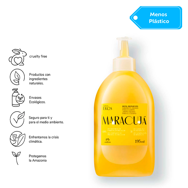Repuesto Ekos Jabón líquido corporal maracuyá 195 ml