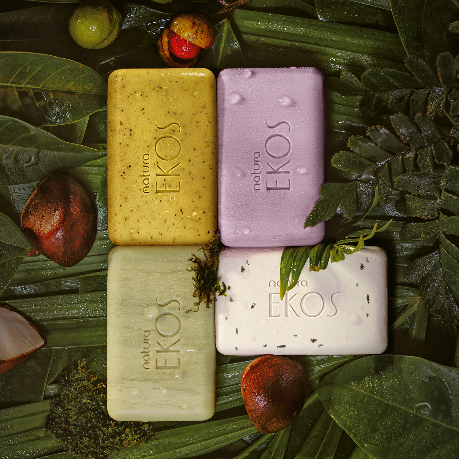 Ekos Jabones en barra puro vegetal cremosos y exfoliantes Caja con 4 unidades de 100 g cada uno