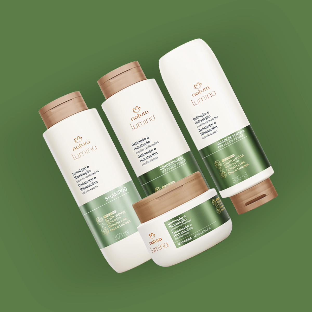 Kit Lumina Rizados Shampoo, Acondicionador, Máscara y Crema para Peinar