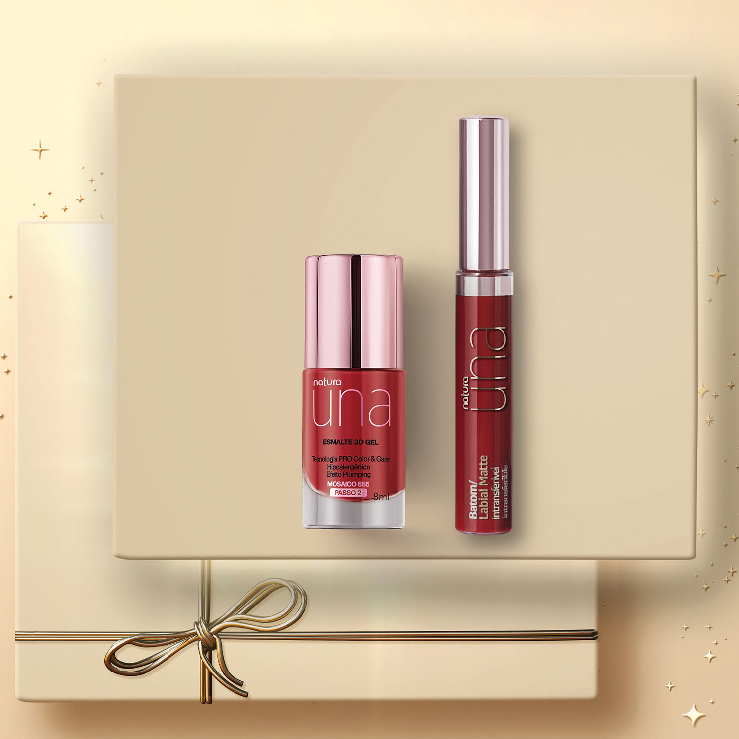 Regalo Natura Una Esmalte y Labial Rojo