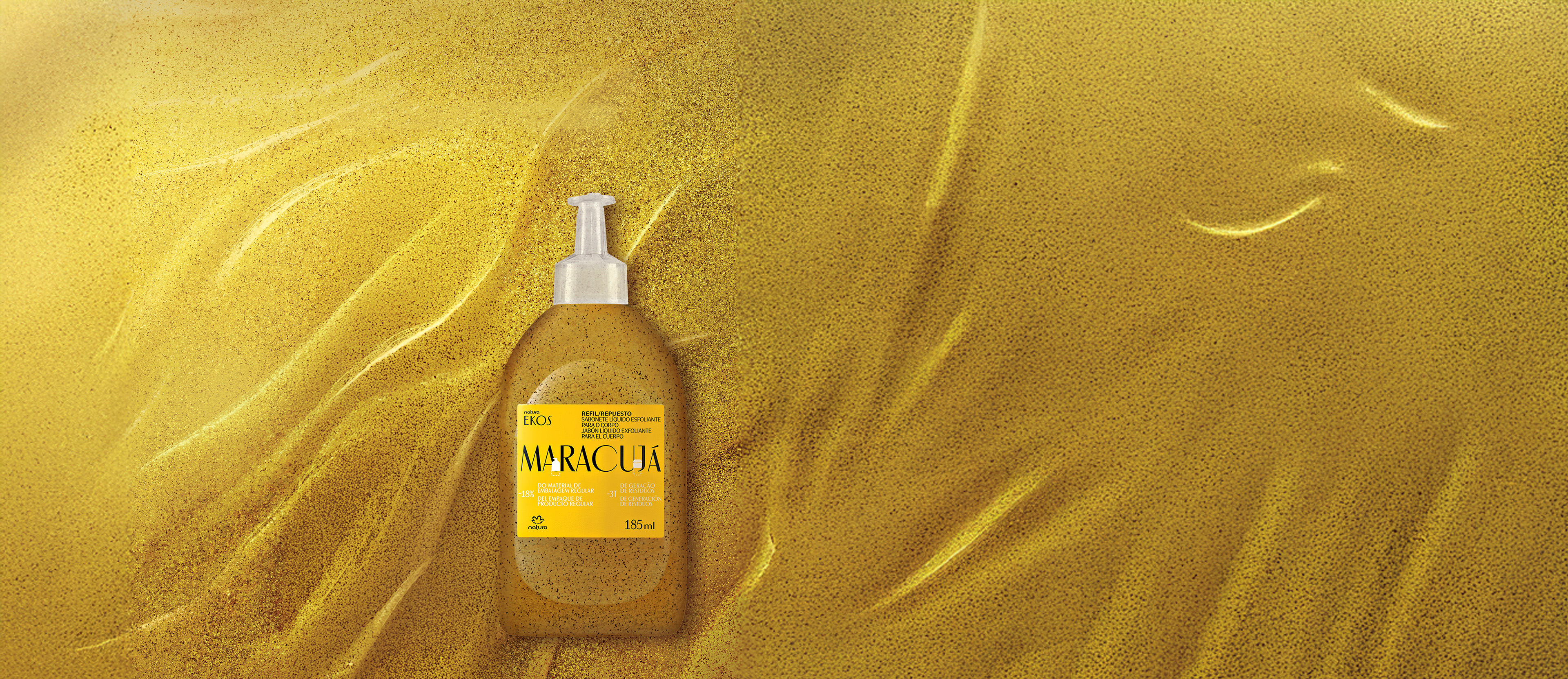 Repuesto Ekos Jabón líquido exfoliante corporal maracuyá 185 ml