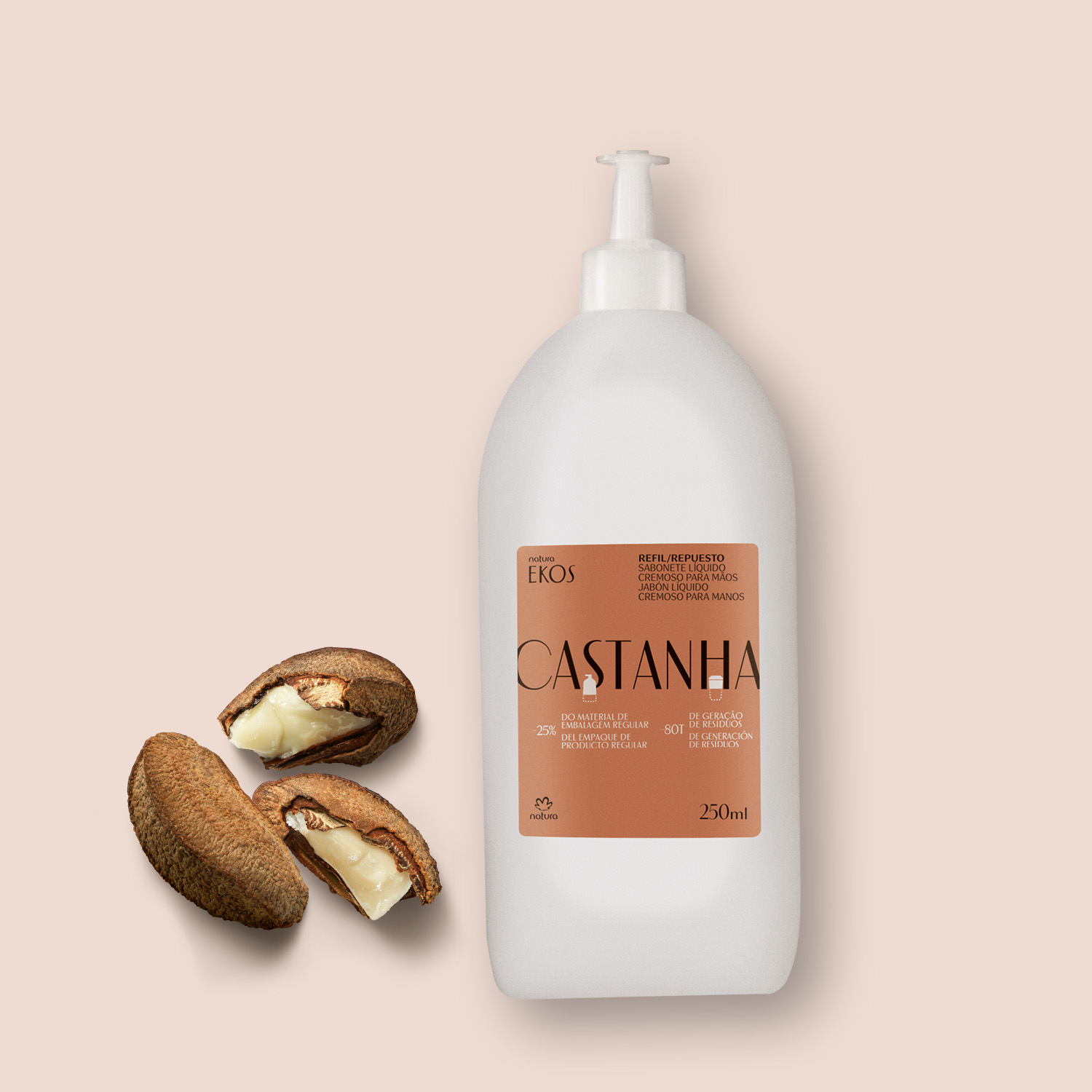 Repuesto Ekos Jabón líquido para manos castaña 250 ml