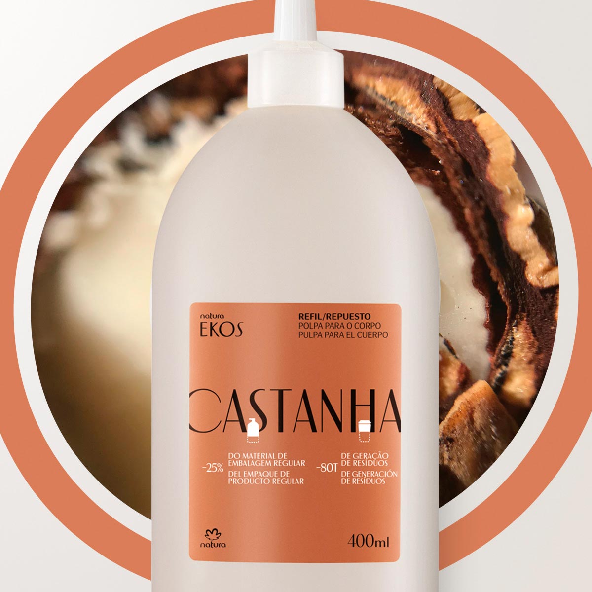 Repuesto Ekos Pulpa hidratante corporal castaña 400 ml