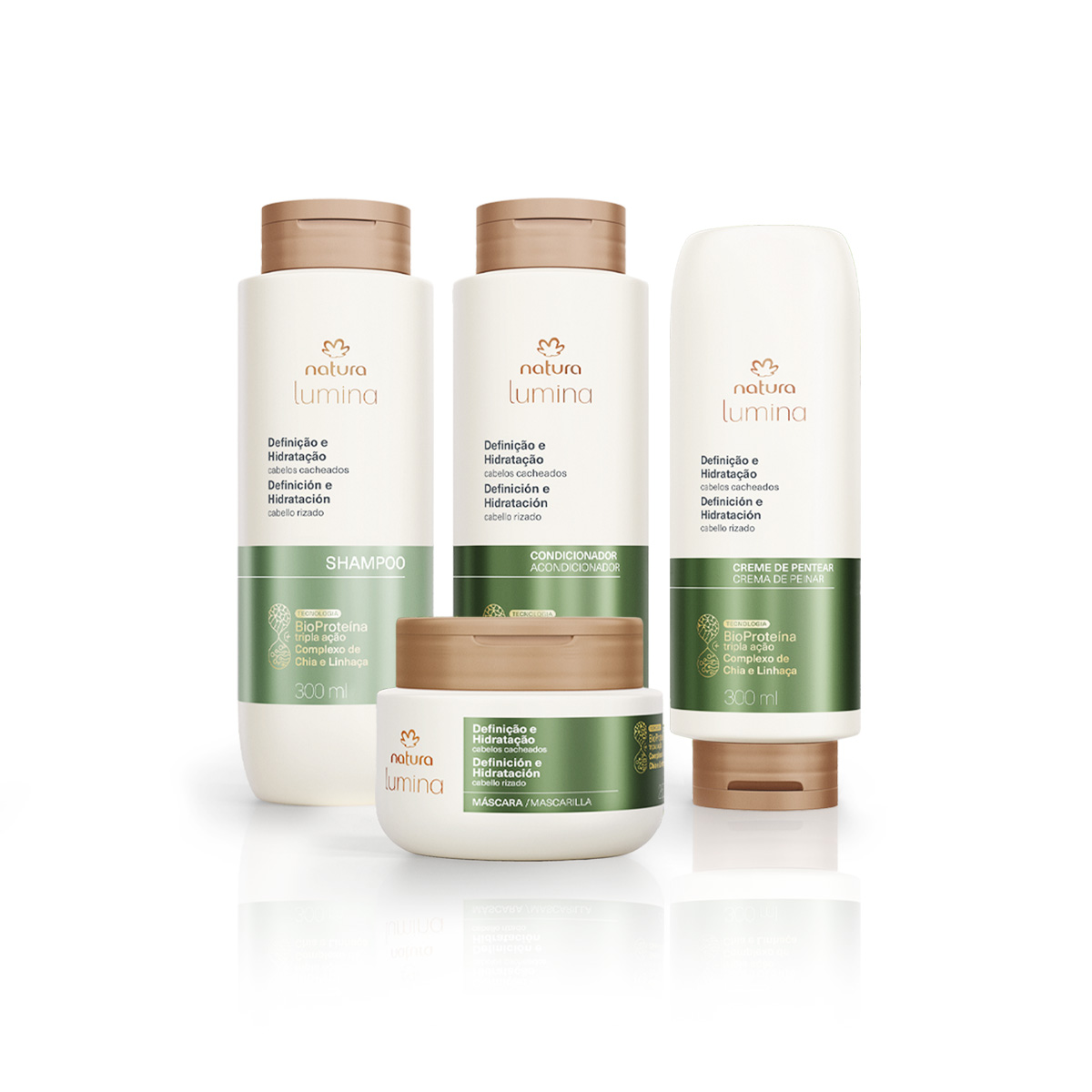 Kit Lumina Rizados Shampoo, Acondicionador, Máscara y Crema para Peinar