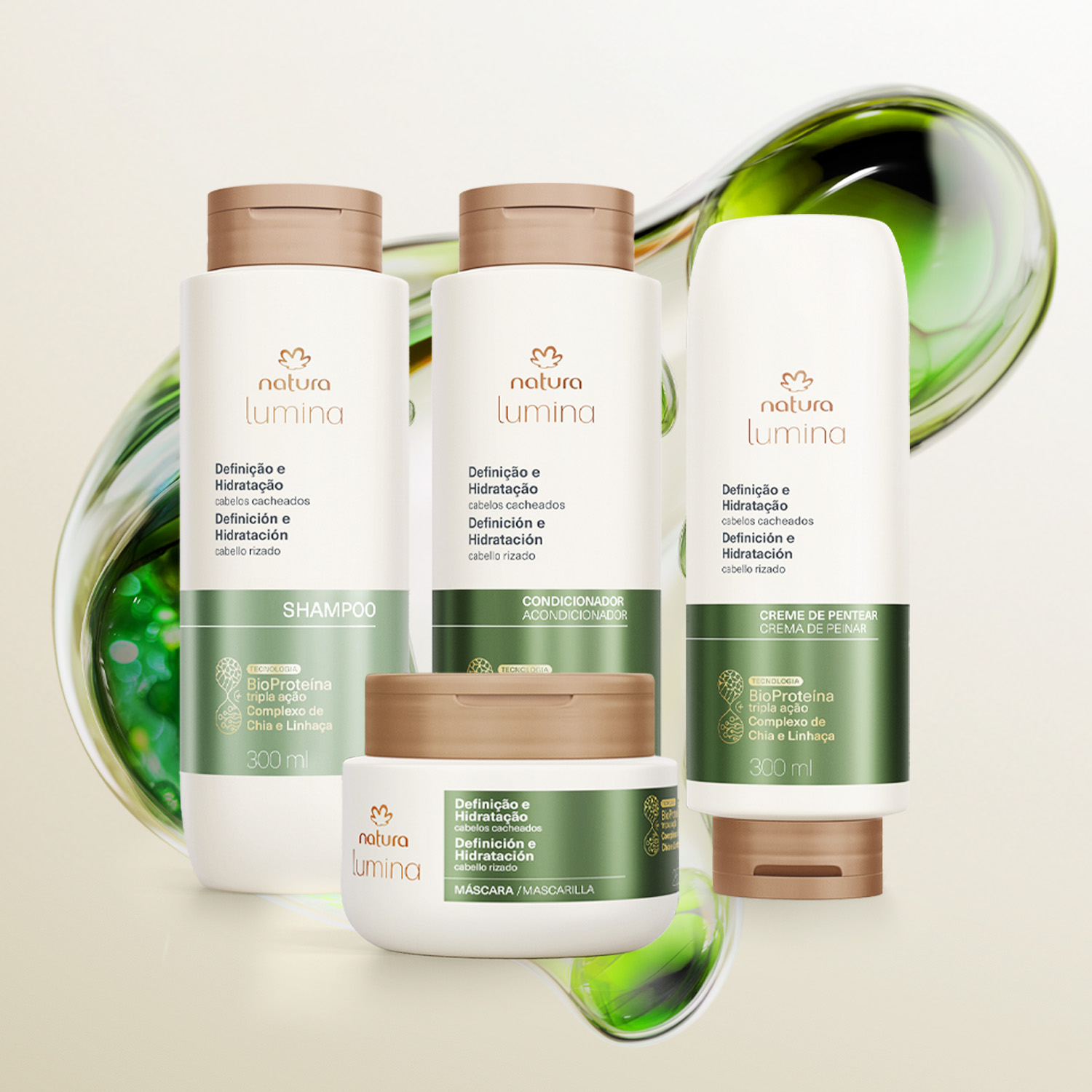 Kit Lumina Rizados Shampoo, Acondicionador, Máscara y Crema para Peinar