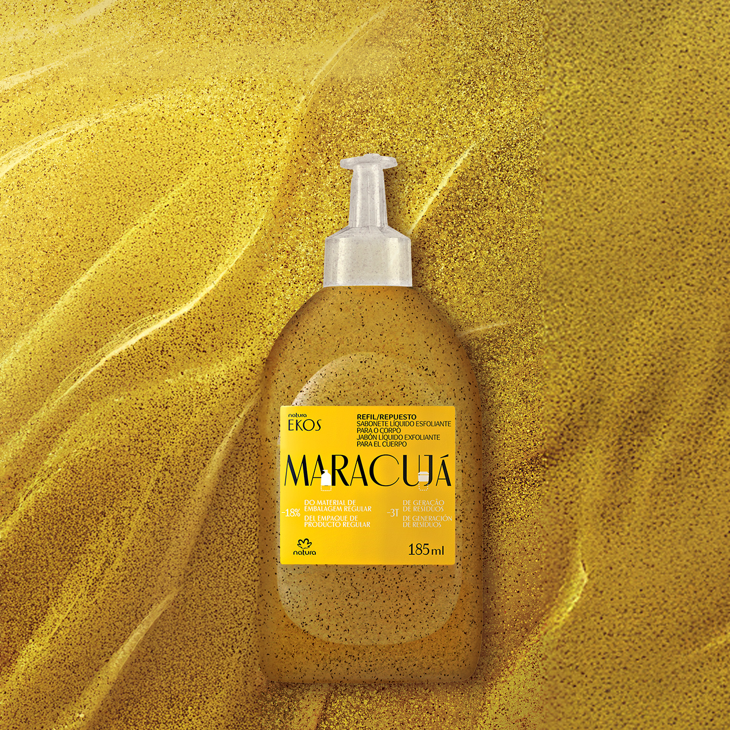 Repuesto Ekos Jabón líquido exfoliante corporal maracuyá 185 ml