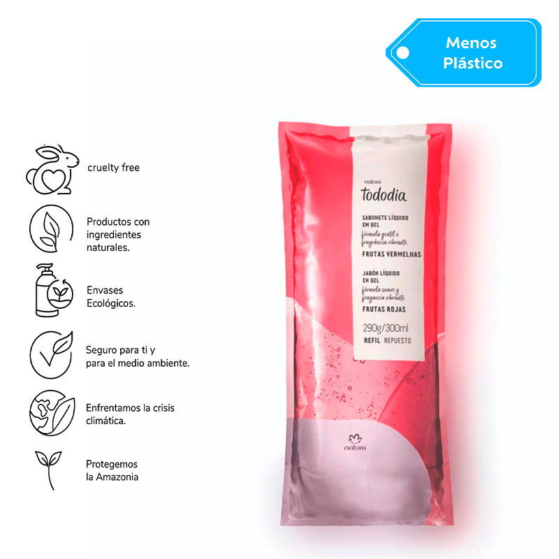 Repuesto Tododia Jabón líquido en gel frutas rojas 300 ml