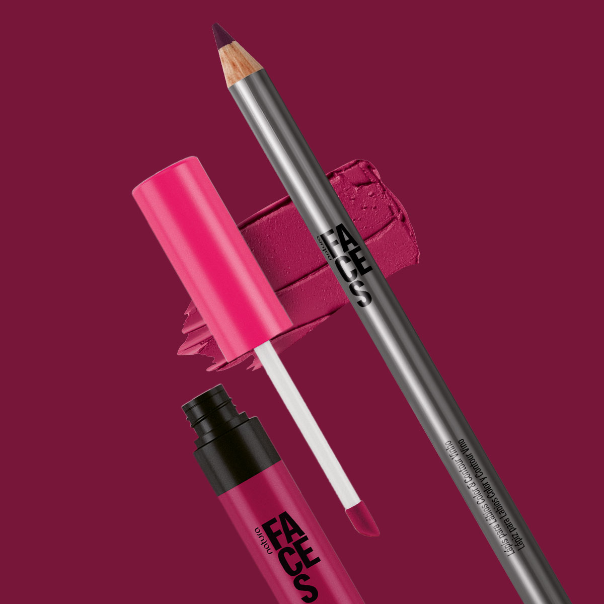 Kit Lip Combo Labial y Lápiz Faces Vino