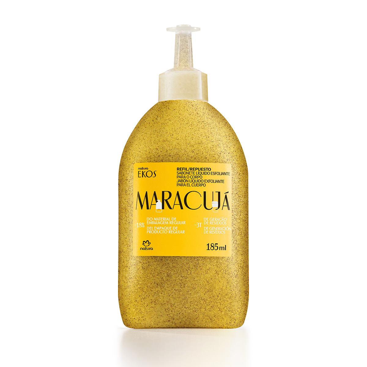 Repuesto Ekos Jabón líquido exfoliante corporal maracuyá 185 ml