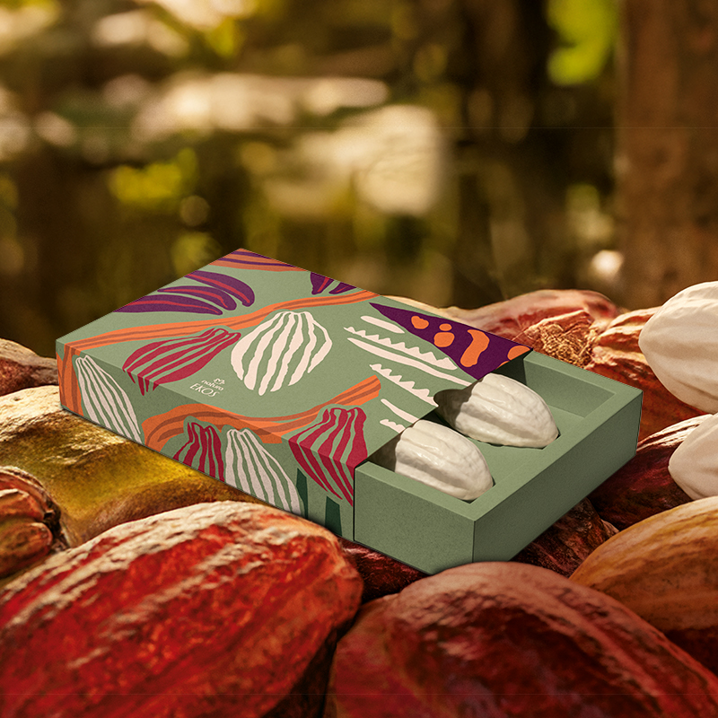 Ekos Jabones en barra puro vegetal tallados cacao Caja con 4 unidades de 100 g c/u