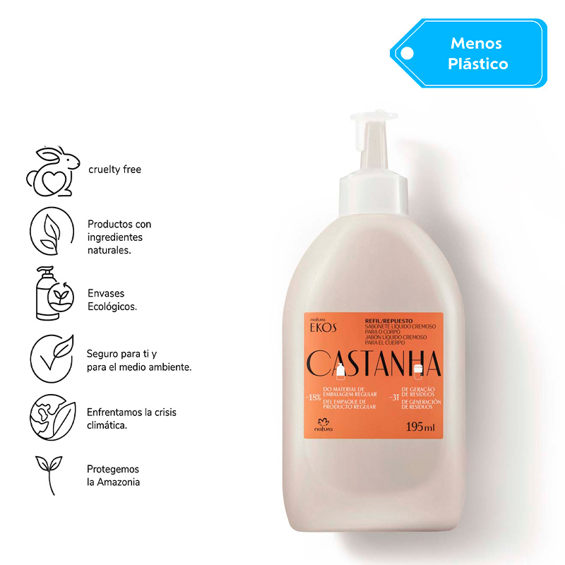 Repuesto Ekos Jabón líquido corporal castaña 195 ml