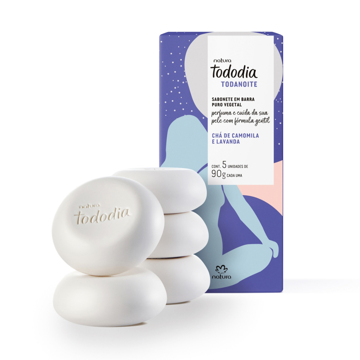 Tododia Jabones en barra puro vegetal té de manzanilla y lavanda Caja con 5 unidades de 90 g c/u