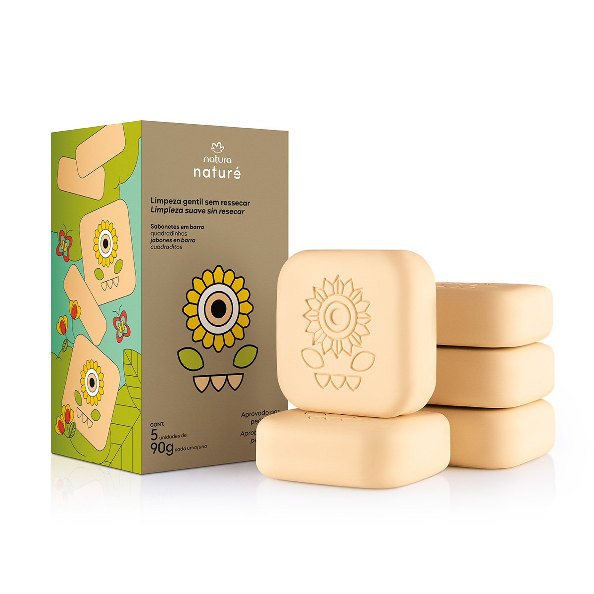 Naturé Jabones en barra cuadraditos cuadraditos Caja con 5 unidades de 90 g c/u