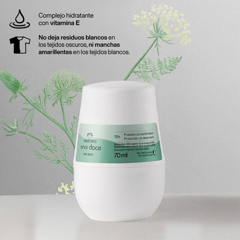 Erva doce Desodorante antitranspirante invisible roll-on  70 ml