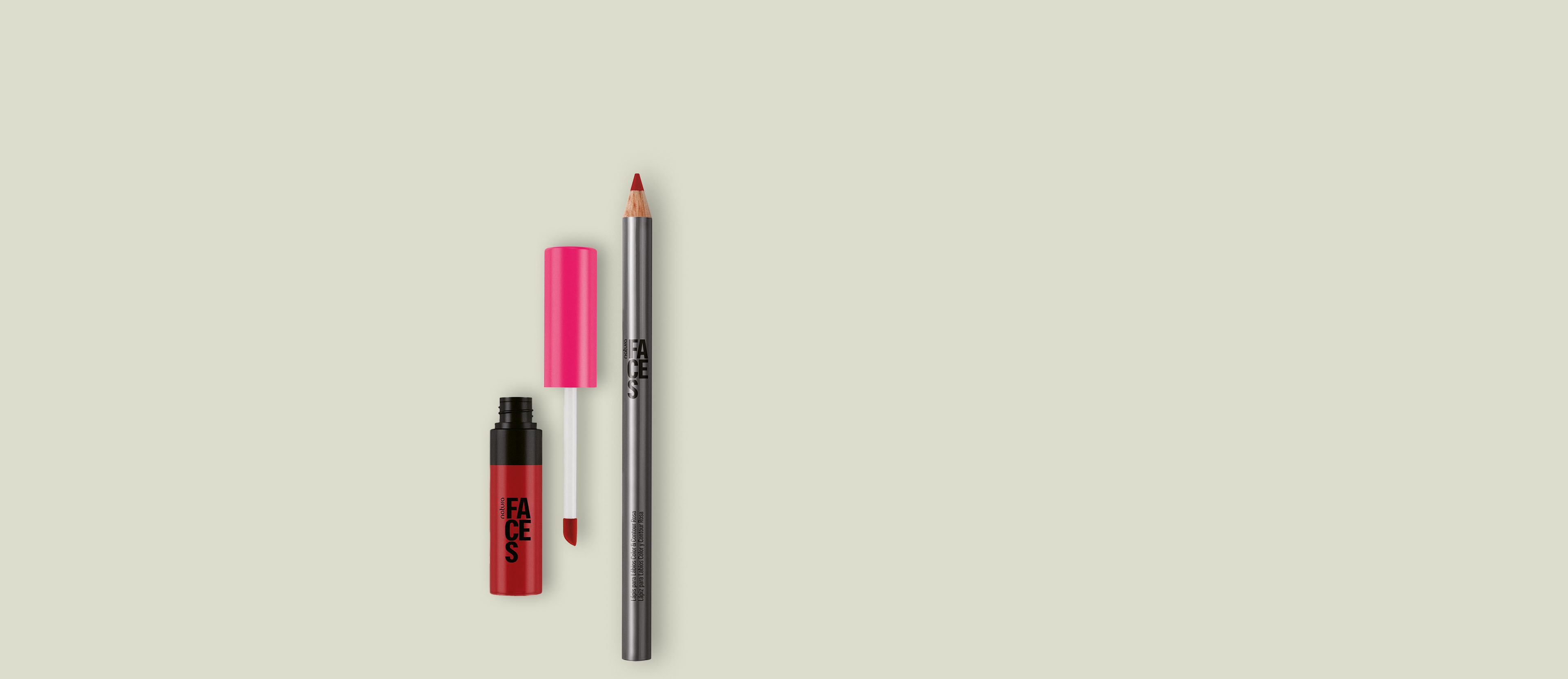Kit Lip Combo Labial y Lápiz Faces Rojo