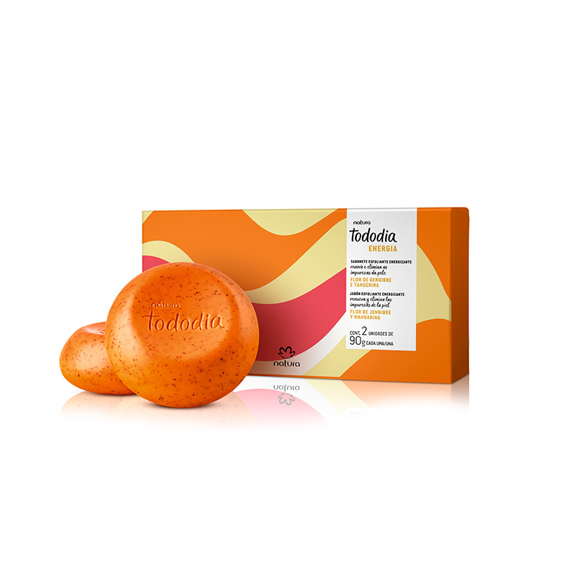 Tododia Jabones en barra exfoliantes flor de jengibre y mandarina Caja con 2 unidades de 90 g c/u