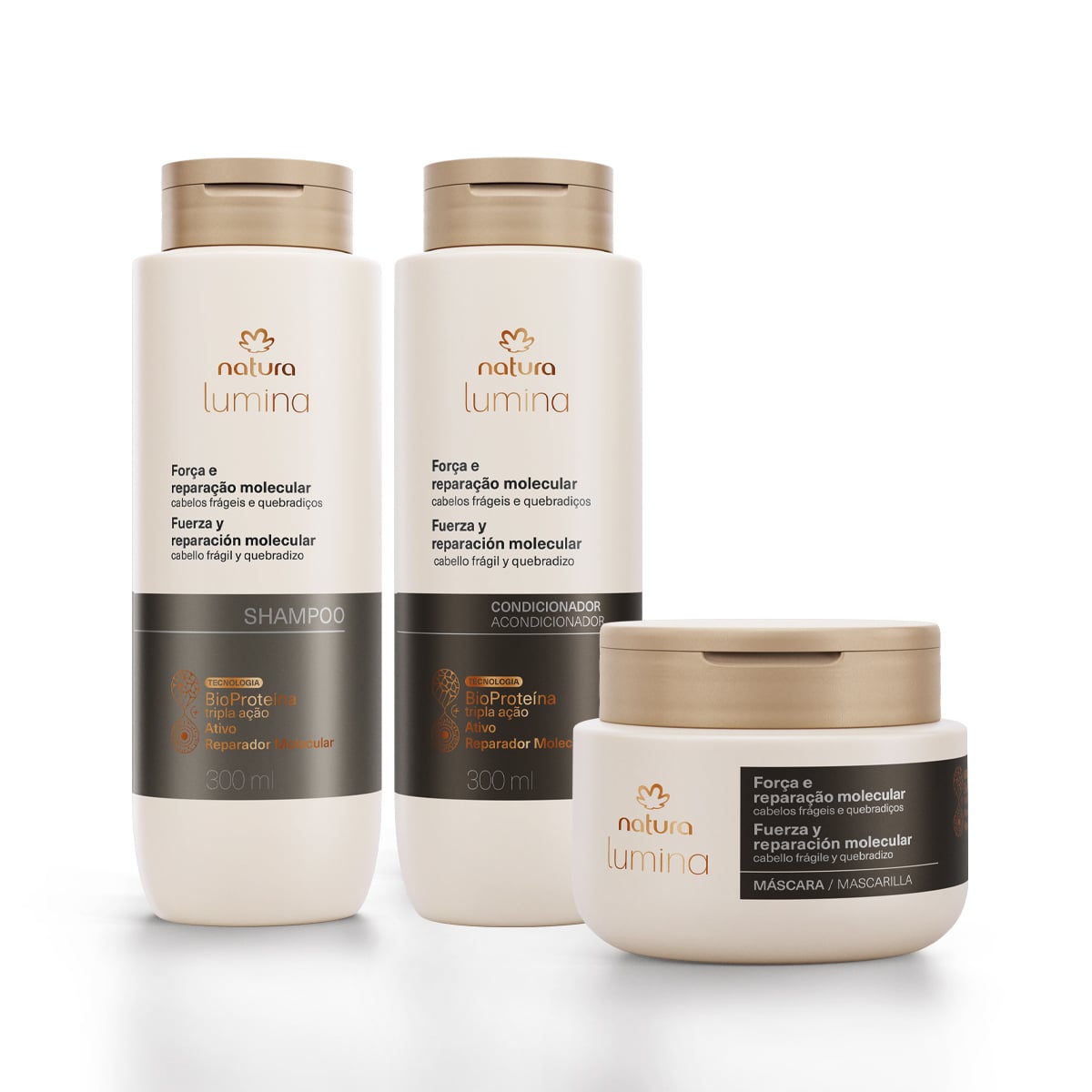 Kit Shampoo, Acondicionador y Máscara Lumina Fuerza y Reparación Molecular