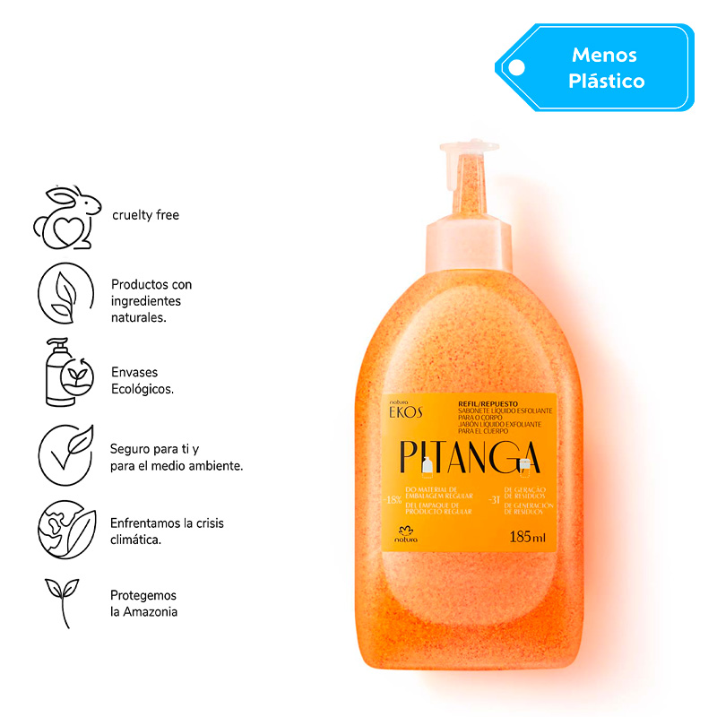 Repuesto Ekos Jabón líquido exfoliante corporal pitanga 185 ml