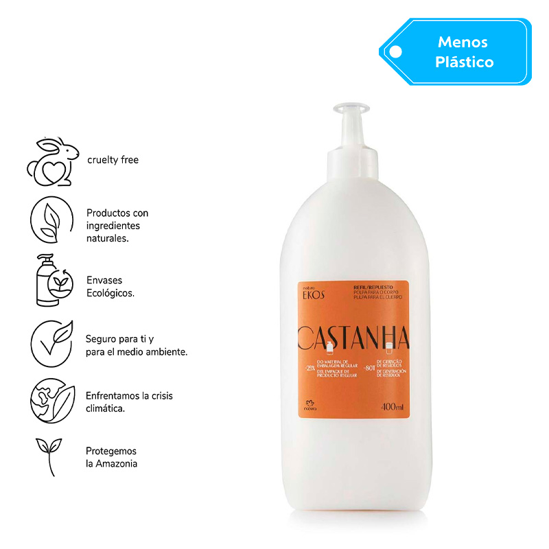 Repuesto Ekos Pulpa hidratante corporal castaña 400 ml