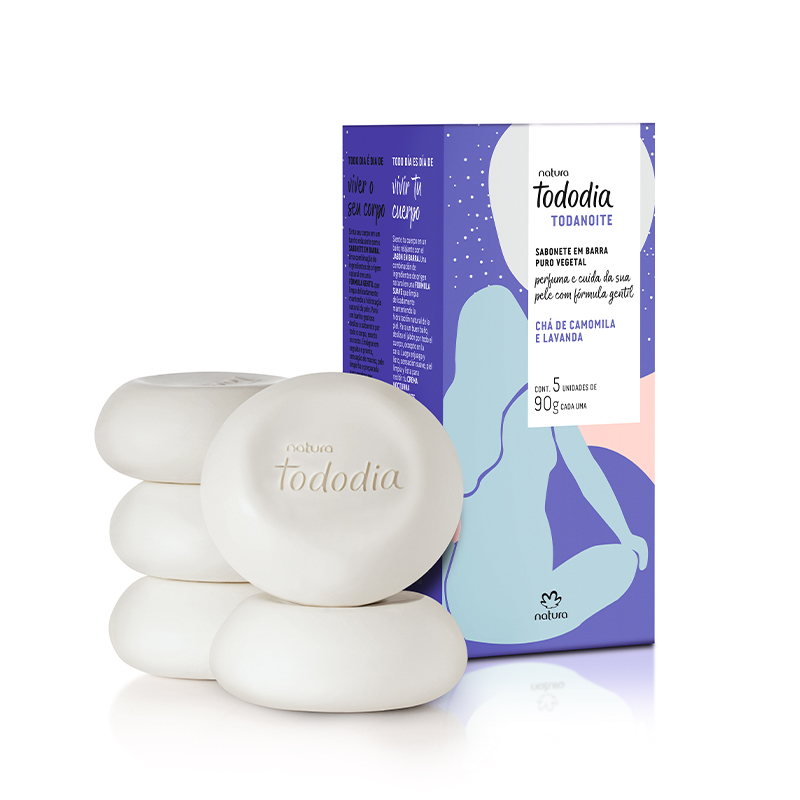 Tododia Jabones en barra puro vegetal té de manzanilla y lavanda Caja con 5 unidades de 90 g c/u